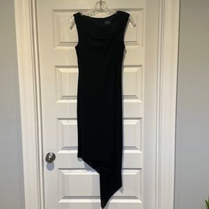 David Meister size 6 LBD asymmetrical neck line & skirt black midi party formal